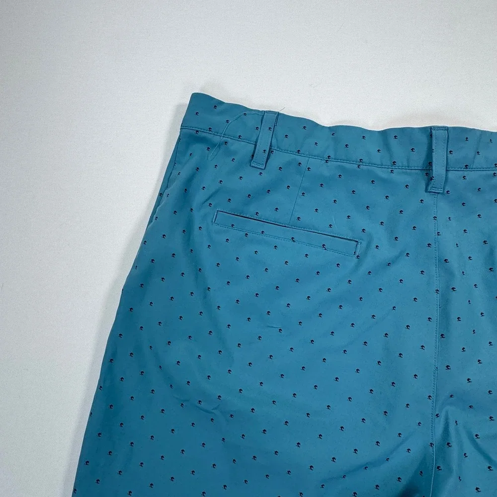 Adidas Primegreen Mens Golf Shorts 38 Teal Blue Palm Tree Print Performance